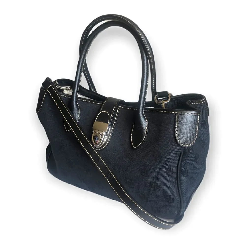 Dooney and Bourke Black Printed Snap Enclosure Cross body bag